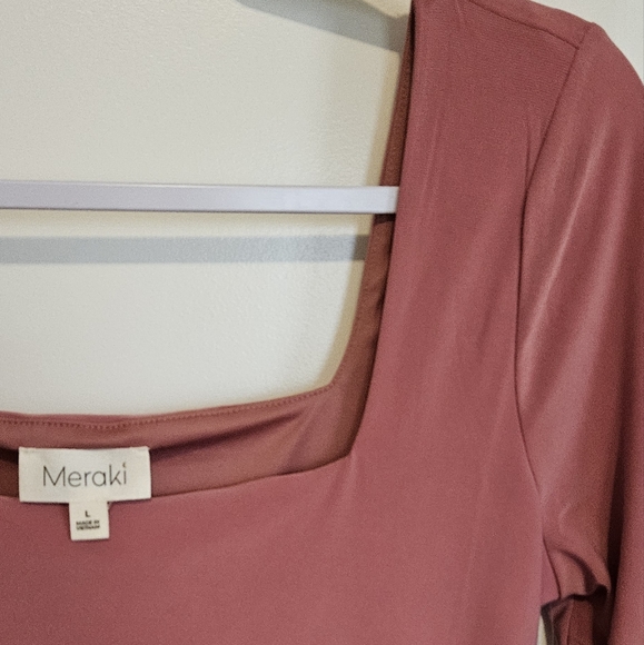 NWT Meraki Rose Mauve Pink Long Sleeve Bodysuit Women's Size Large - Picture 3 of 9